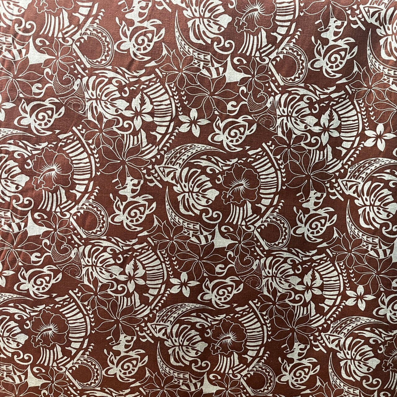 1 Yard Polynesian Tribal Print Fabric Chambray Denim Look 58/60 Inches Wide